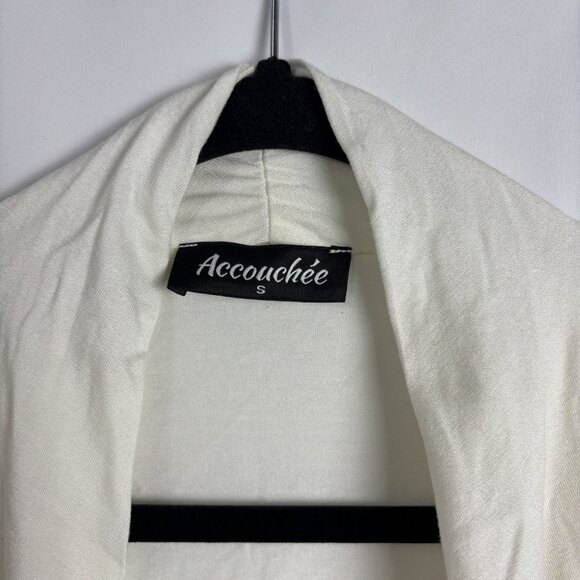 Accouchee S Wrap Front Soft Stretch 3/4 Sleeve Maternity Cowl White Blouse Top - Picture 4 of 8